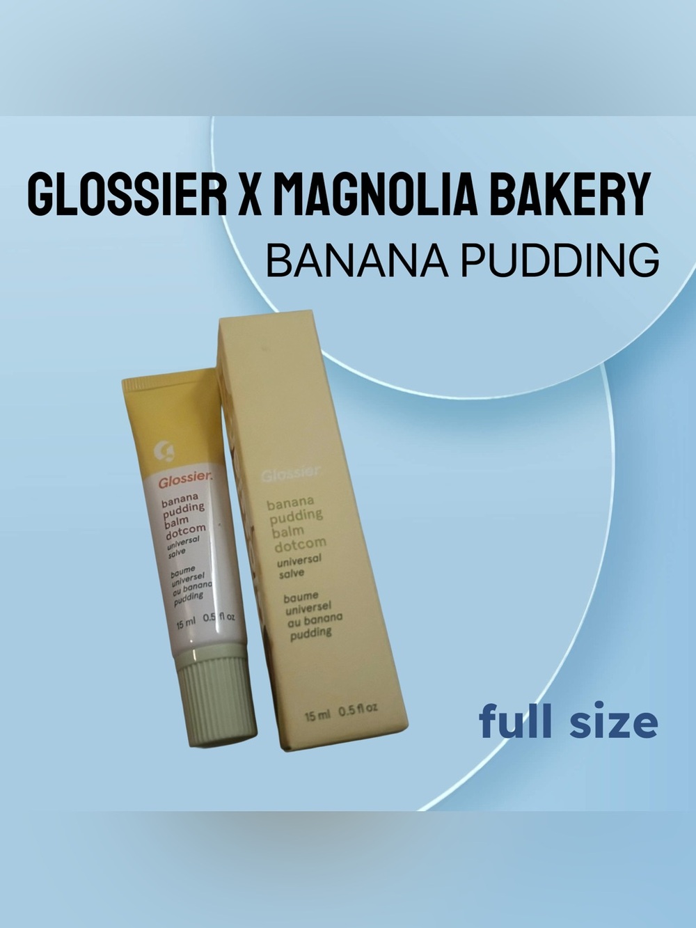 🇺🇸🆕NIB GLOSSIER x Magnolia Bakery | FULL | Banana Pudding Balm Dotcom Lip Balm
